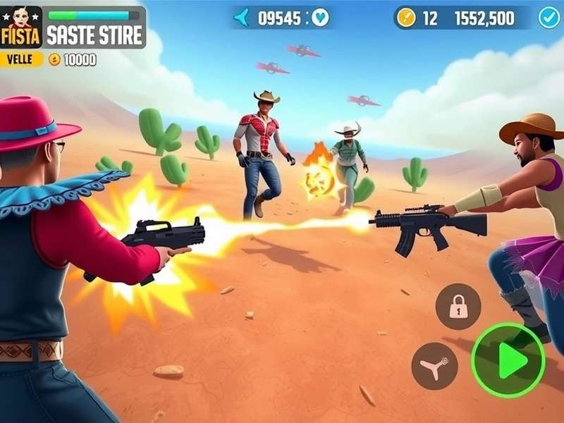 Fiesta Gun Hero gameplay screenshot showing action sequence